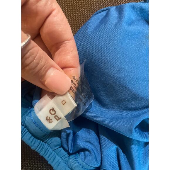 Anthropologie PQ Swim Isla Triangle Bikini Top Braid Fringe Sz D w Padding Blue - Picture 3 of 3